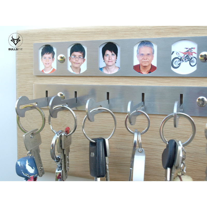 Porte-clés rond personnalisé avec jeton caddie en copeaux de bois
